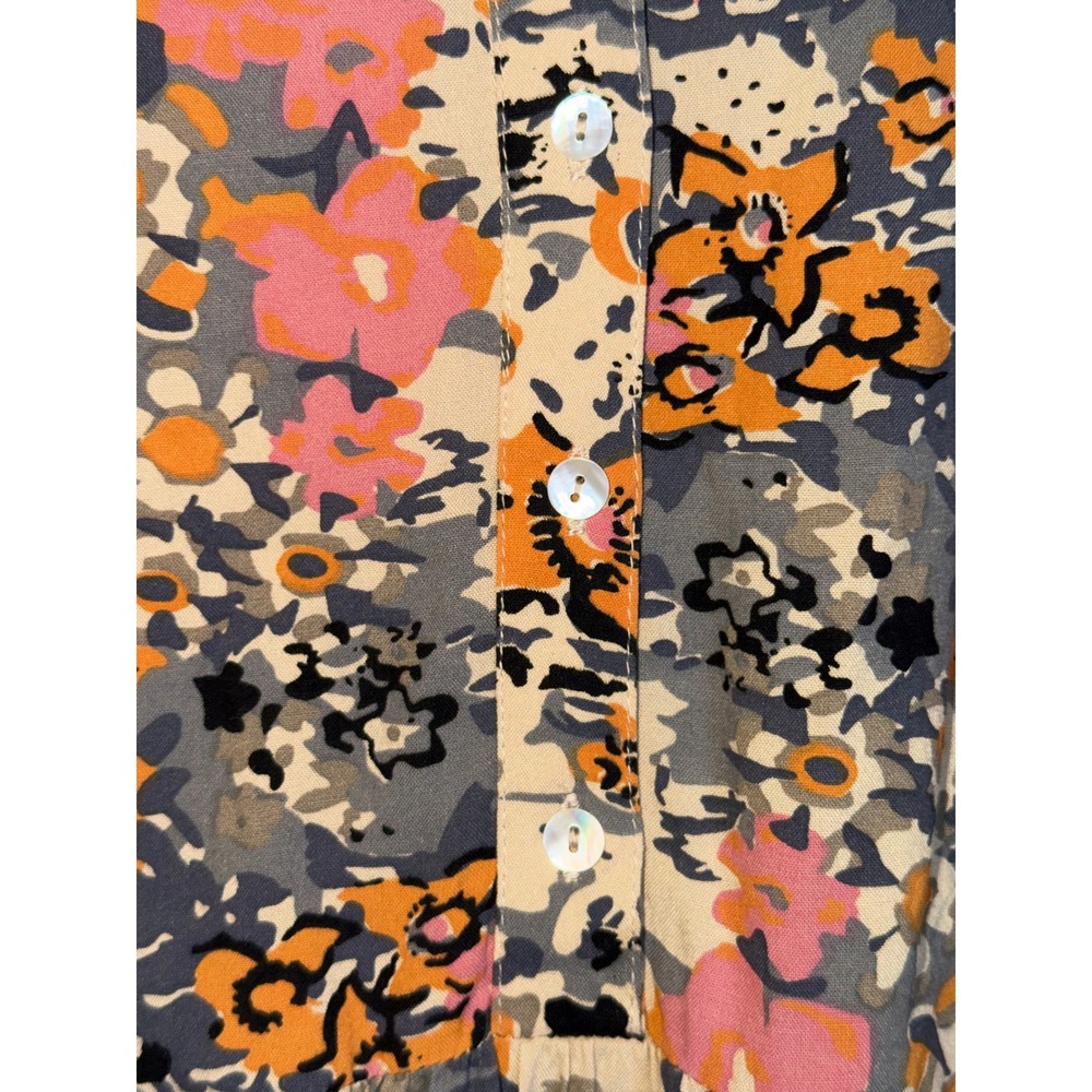 Natural Life Floral Tiered Tunic Dress XL Multicolor Boho Flowy Henley READ! - Picture 5 of 10